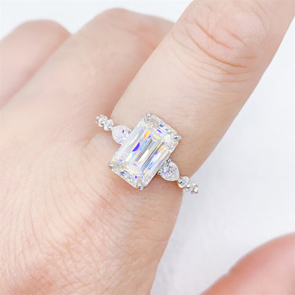 2026 Summer New S925 Silver 4ct Princess Cut Moissanite Ring | 4 Carat Square D VVS1 | Caratix