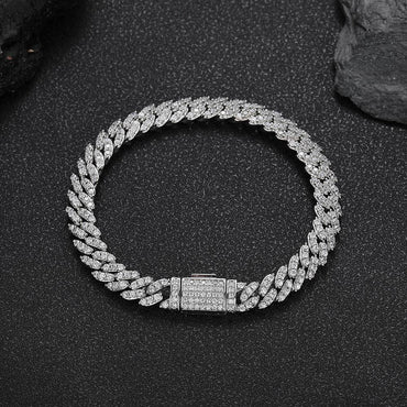 8mm Single Row Iced-Out Zircon Cuban Link Bracelet for Men | Caratix Jewelry - CaratixJewelry