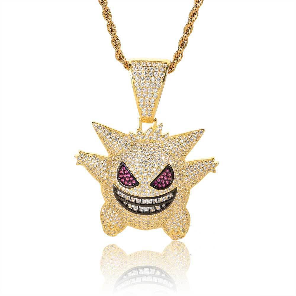 Cute Ghost Pendant Necklace with Micro-Pave Zircon and Gold Plating for Men | Caratix Jewelry - CaratixJewelry