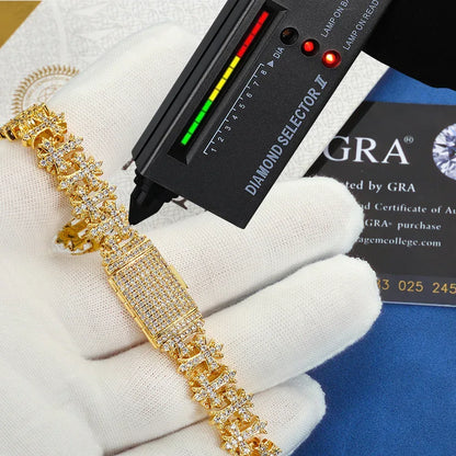 Custom S925 Silver Moissanite Cross Bracelet | VVS Shine Gold Chain for Rapper | Caratix - CaratixJewelry