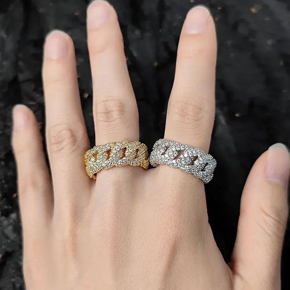 10mm Bubble Cuban Ring with Full Zircon for Men | Trendy Hip Hop Jewelry | Caratix Jewelry - CaratixJewelry