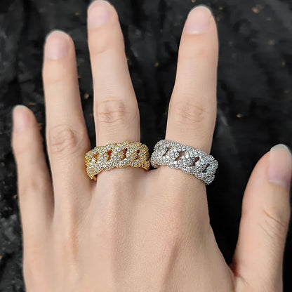 10mm Bubble Cuban Ring with Full Zircon for Men | Trendy Hip Hop Jewelry | Caratix Jewelry - CaratixJewelry