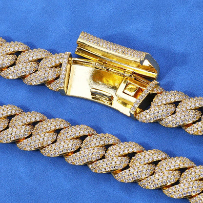 18mm Triple Row Bubble Iced Out Cuban Necklace - CaratixJewelry