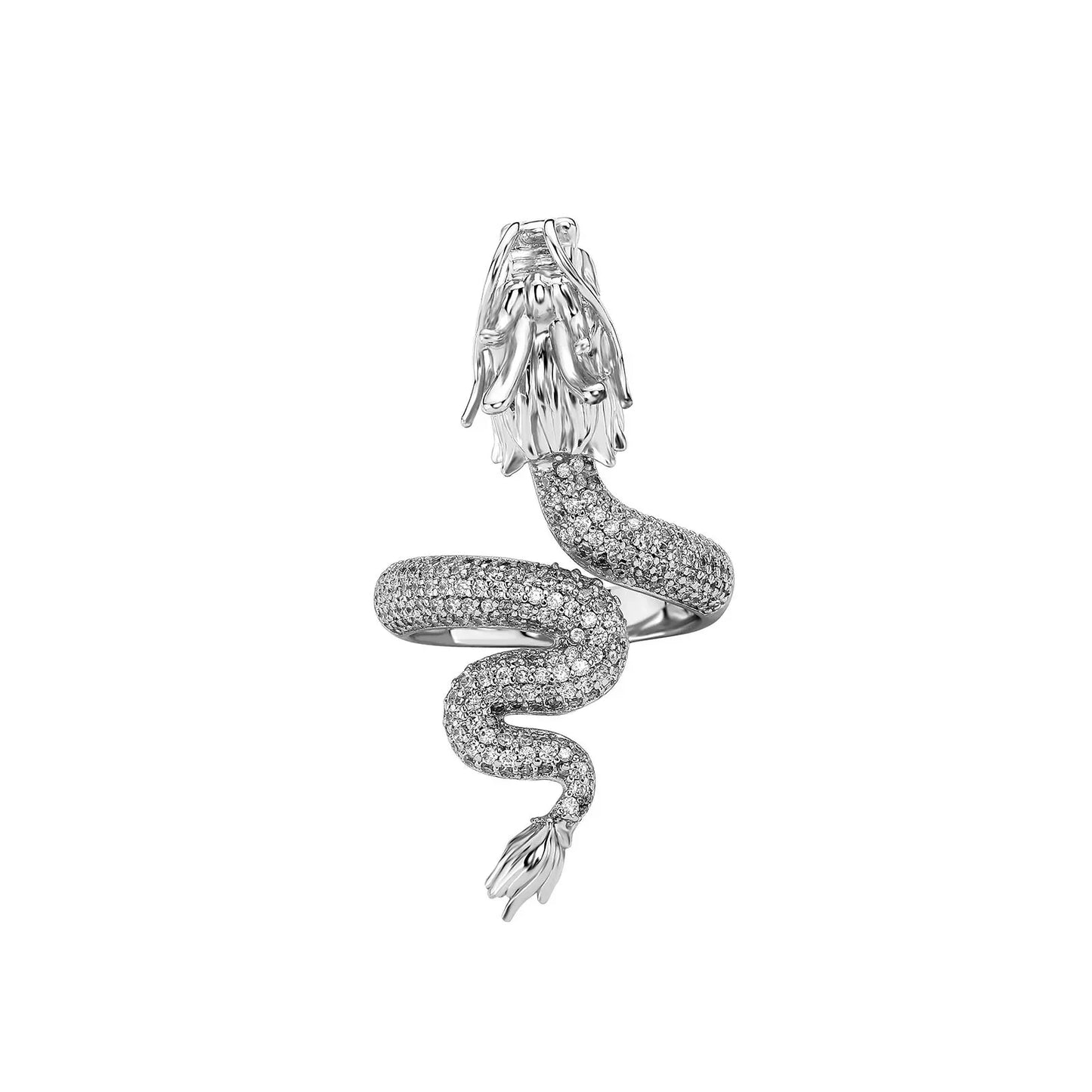 Black Dragon Ring for Men | Neo-Chinese Mythical Serpent Band | Caratix