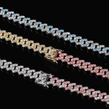 9mm Single Row Cuban Chain Necklace Zircon - CaratixJewelry