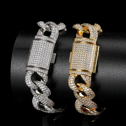 15mm Figure 8 Chain Bracelet Zircon Hip Hop Jewelry for Men | Caratix Jewelry - CaratixJewelry