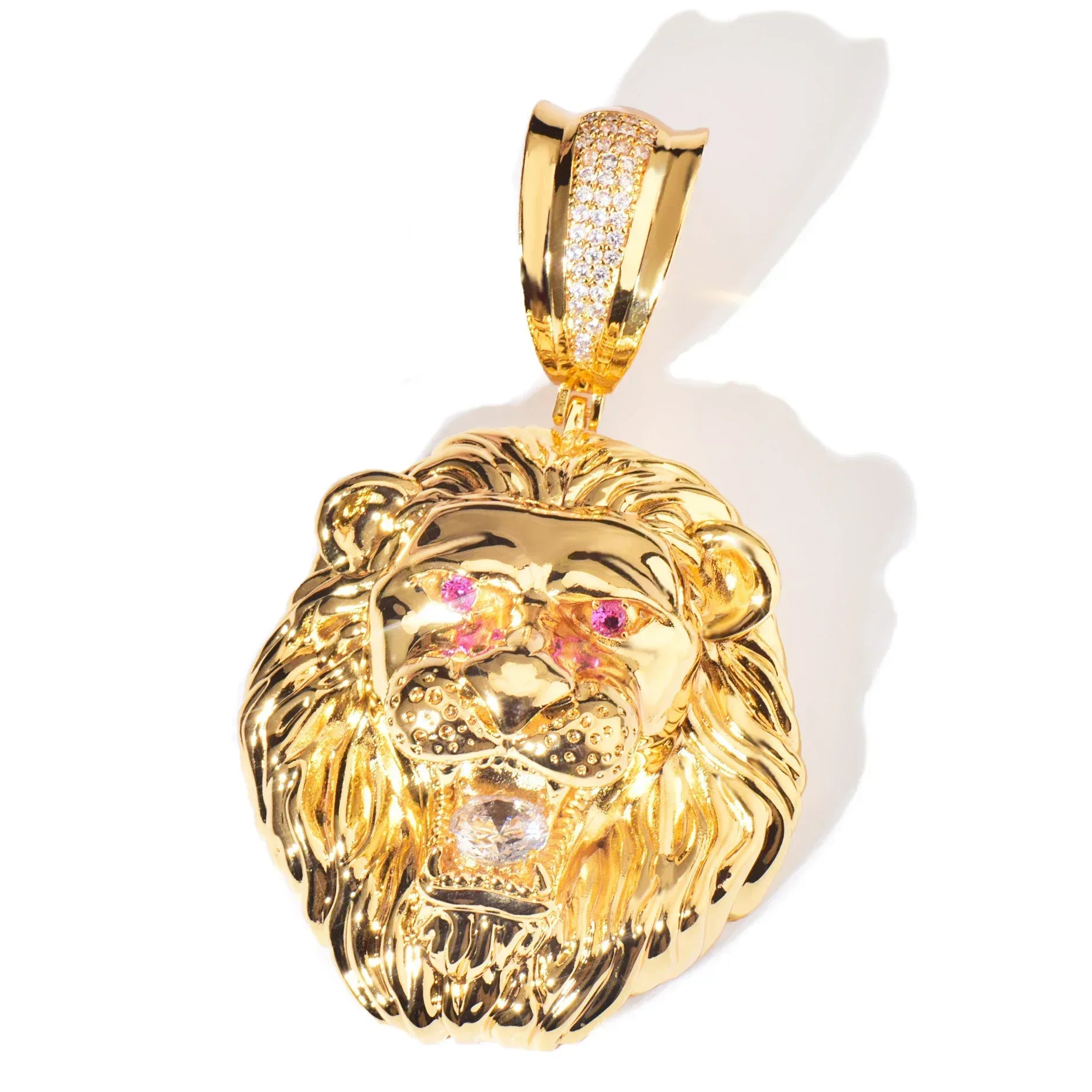 Iced Out Lion Head Pendant Necklace for Men – Solid Copper CZ Hip Hop Jewelry - CaratixJewelry