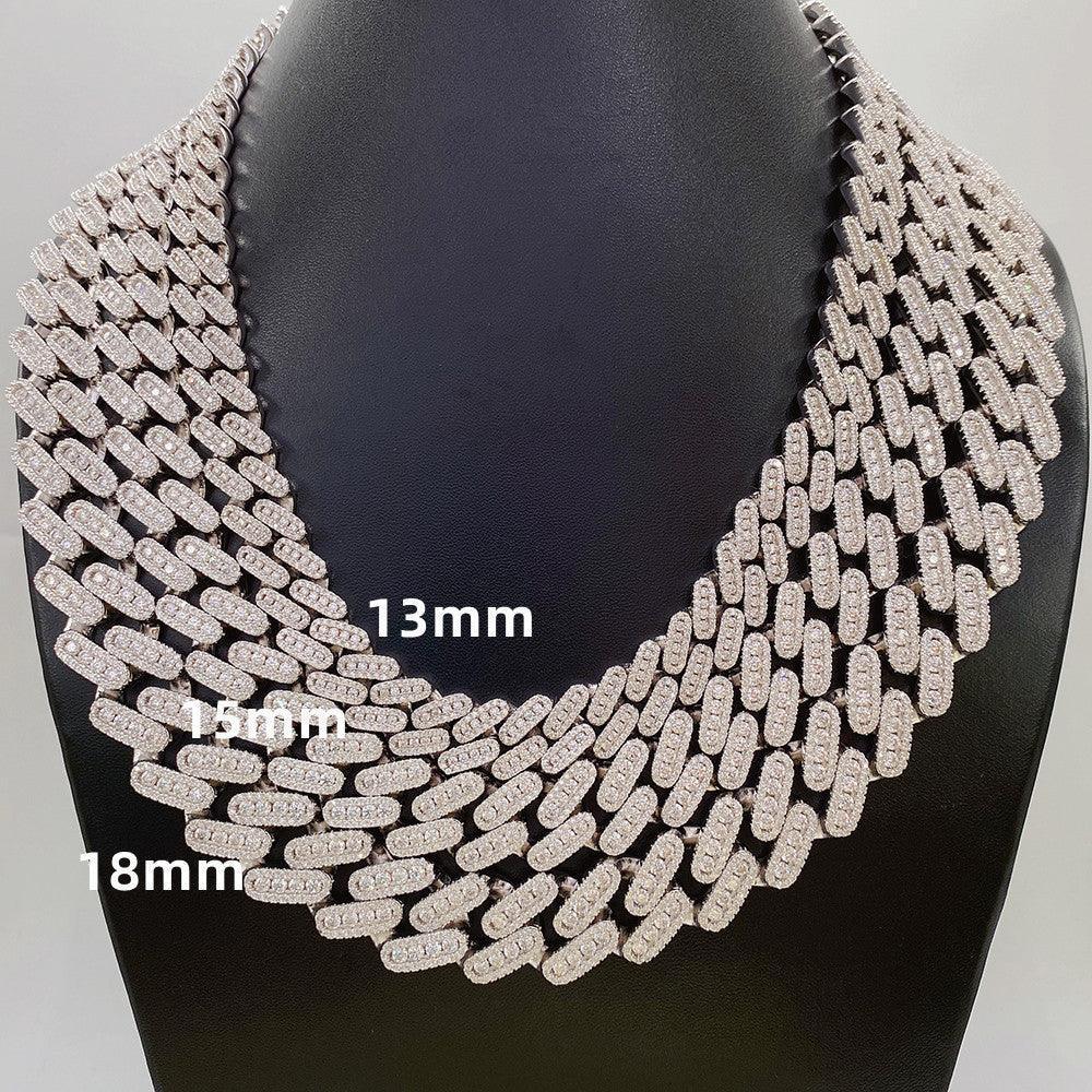 13mm Moissanite Cuban Link Necklace | S925 Silver Iced Out Hip Hop Chain - CaratixJewelry