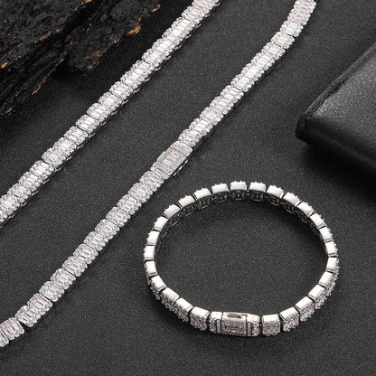 8mm Square Tennis Chain Bracelet with Mixed Zircon and Flip Clasp for Men | Caratix Jewelry - CaratixJewelry