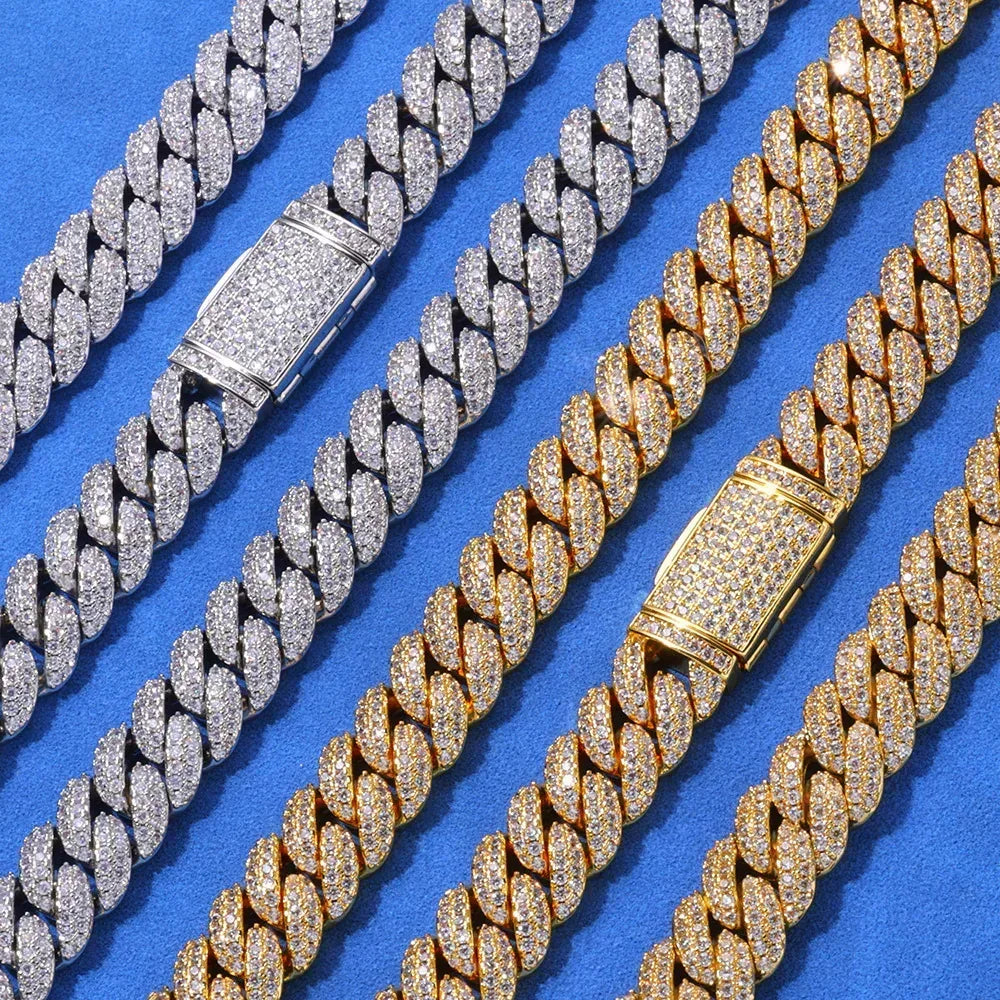 10mm Bubble Cuban Link Moissanite Chain for Men – S925 Sterling Silver Luxury Hip Hop Necklace - CaratixJewelry
