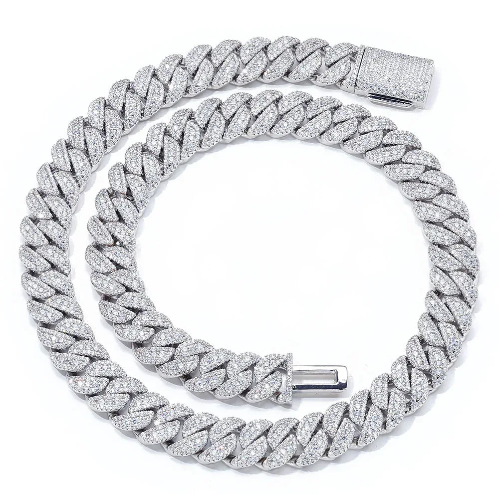 14mm Full Zircon Cuban Hip Hop Necklace Rapper - CaratixJewelry