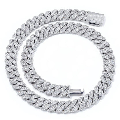 14mm Full Zircon Cuban Hip Hop Necklace Rapper - CaratixJewelry
