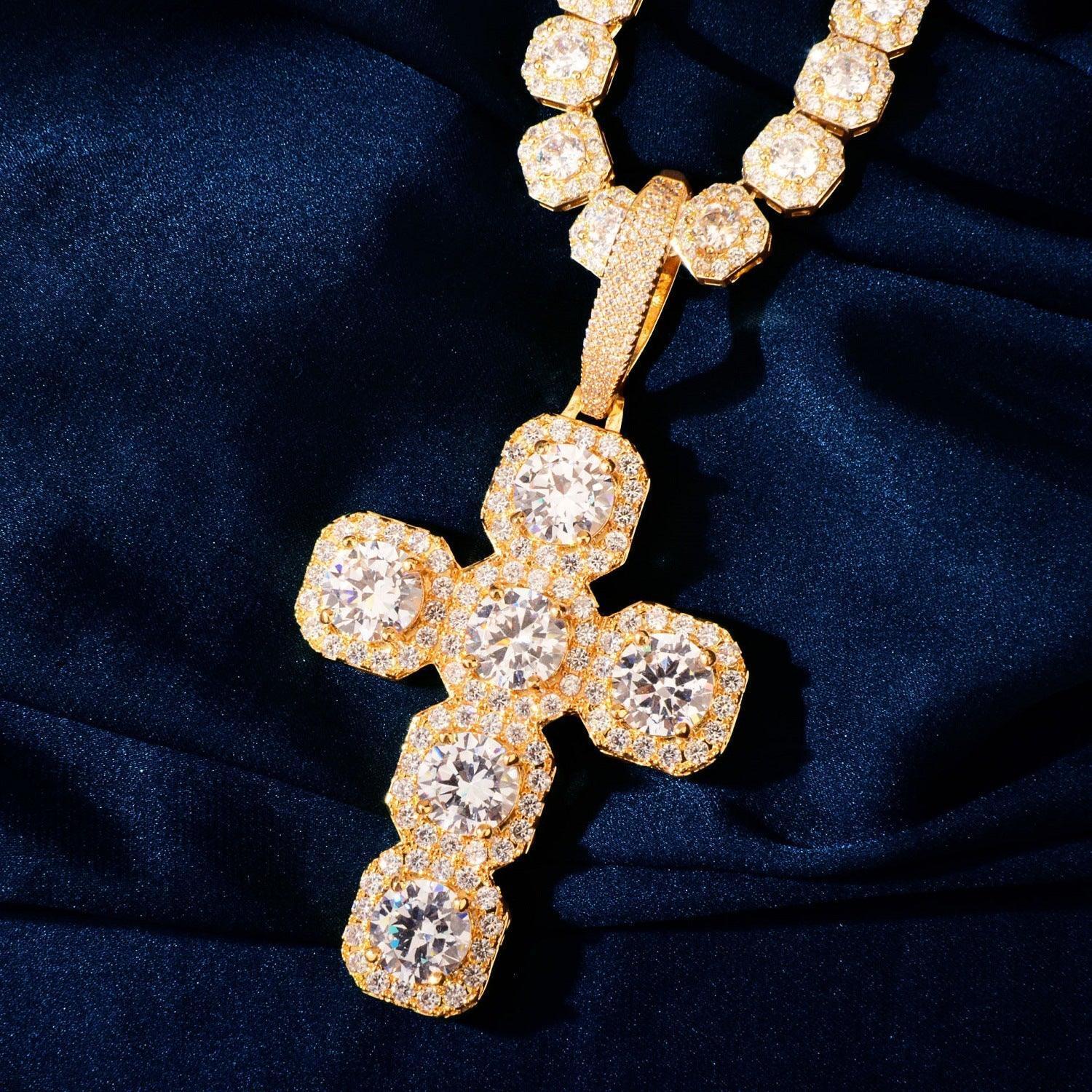 CZ Cross Pendant Necklace | Hip Hop Punk Streetwear Jewelry - CaratixJewelry