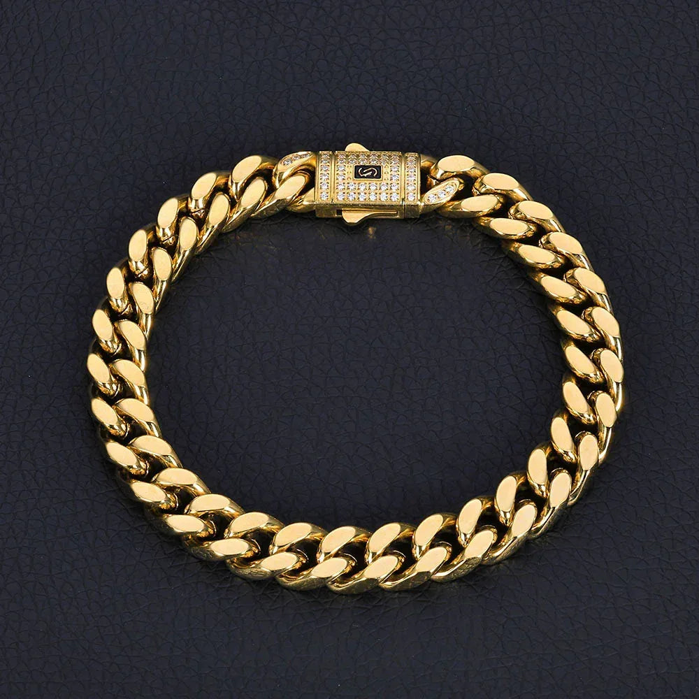 Rapper Iced Out Chain Polished Cuban Link Hip Hop Necklace for Men | Caratix Jewelry - CaratixJewelry