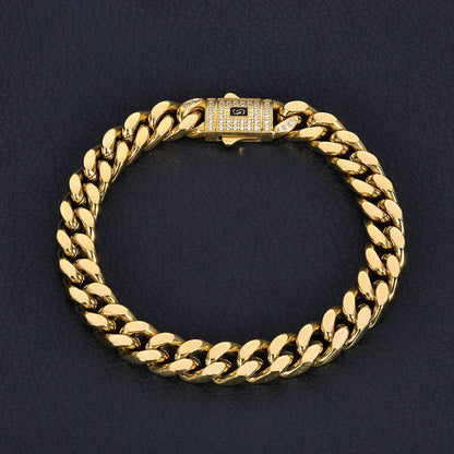 Rapper Iced Out Chain Polished Cuban Link Hip Hop Necklace for Men | Caratix Jewelry - CaratixJewelry