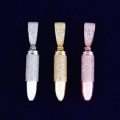Iced Out Geometric Capsule Pendant | Women's Utilitarian "Urban Armor" Necklace | Premium Copper CZ Cylinder Charm | Cyber Y2K & Techwear Jewelry | Caratix - CaratixJewelry