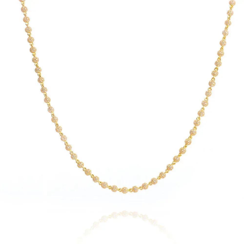 4mm Moissanite Beaded Chain for Men – S925 Sterling Silver High-Quality Custom Luxury Necklace - CaratixJewelry