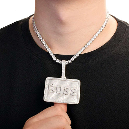 Iced Out Block Letter Pendant | DIY CZ Name Necklace Hip Hop Fashion Jewelry - CaratixJewelry