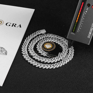 10mm -Cut Moissanite Cuban Link Chain – S925 Sterling Silver Iced-Out Hip Hop Men’s Luxury Streetwear Necklace - CaratixJewelry