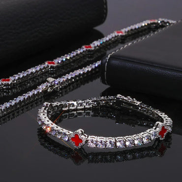 Iced Out Tennis Necklace Zircon Floral Charm Hip Hop Jewelry for Women | Caratix Jewelry - CaratixJewelry