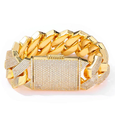 Iced Out Cuban Bracelet Six Row Zircon Cuban Link Gold Chain Style - CaratixJewelry