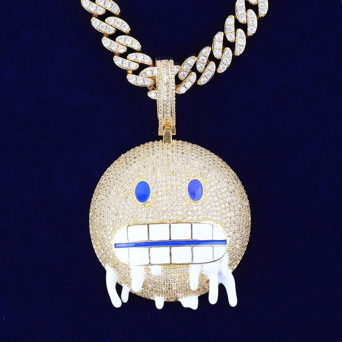 Men's "Mean Mug" Emoji Necklace | Funny & Aggressive Hip Hop Jewelry - CaratixJewelry