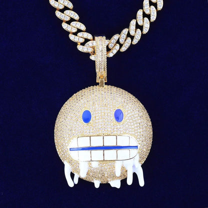 Men's "Mean Mug" Emoji Necklace | Funny & Aggressive Hip Hop Jewelry - CaratixJewelry
