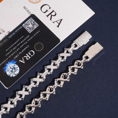 Moissanite Figure-Eight Bracelet | S925 Silver Iced Out Hip Hop Jewelry - CaratixJewelry