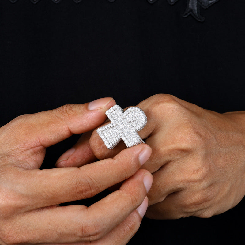 Iced Out Moissanite Ankh Cross Ring S925 Hip Hop | Caratix