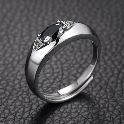 S925 Sterling Silver Marquise Moissanite Eye of Horus Ring – Adjustable Premium Statement Band