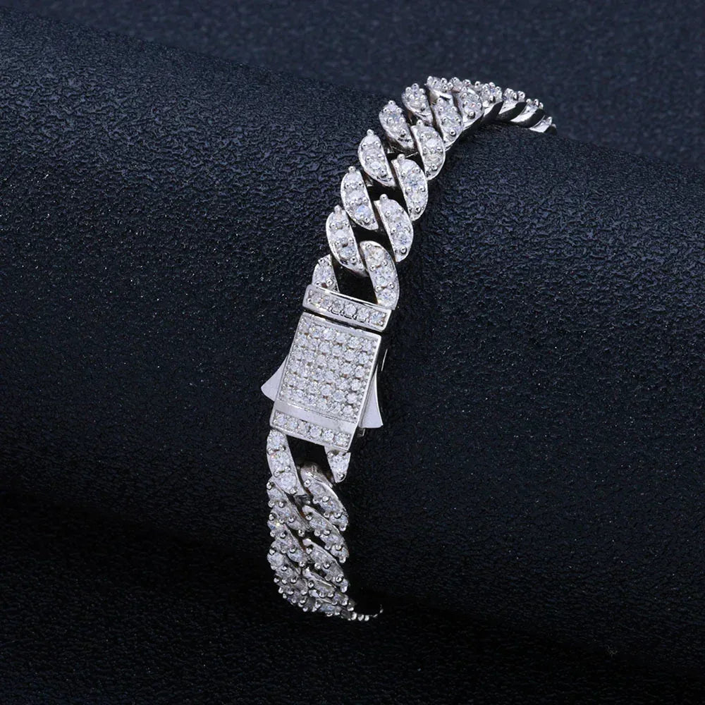 9mm Moissanite Cuban Link Bracelet – Custom S925 Sterling Silver Iced-Out Hip Hop Men’s Luxury Streetwear Accessory - CaratixJewelry