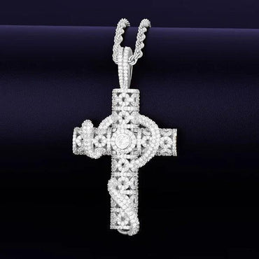 Iced Out Snake Wrapped Cross Pendant | Men's 3D Serpent Crucifix Necklace | Premium Copper CZ Gothic Jewelry | Venom & Faith Bling | Caratix - CaratixJewelry
