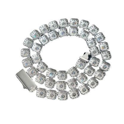 10mm D-Shape Moissanite Cuban Link Necklace | S925 Silver Iced Out Chain - CaratixJewelry