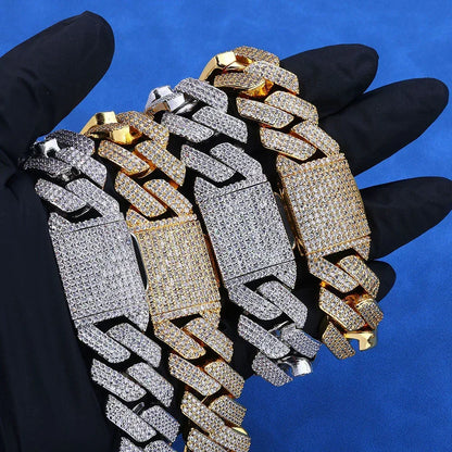 20mm -Cut Moissanite Cuban Link Chain – S925 Sterling Silver Iced-Out Hip Hop Men’s Bold Luxury Streetwear Necklace - CaratixJewelry