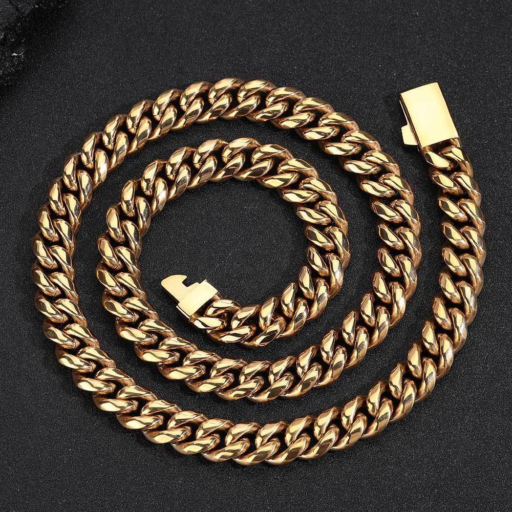 Stainless Steel Dense Cuban Chain Necklace with Spring Clasp for Men | Caratix Jewelry - CaratixJewelry
