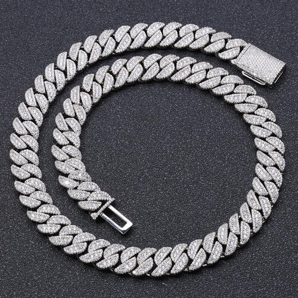 14mm Full Zircon Cuban Hip Hop Necklace Rapper - CaratixJewelry