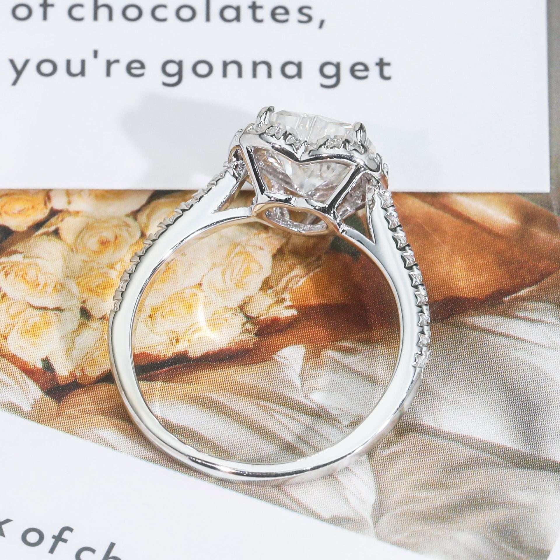 2ct Heart Moissanite Ring | S925 Silver Romantic Women’s Proposal Gift Jewelry - CaratixJewelry