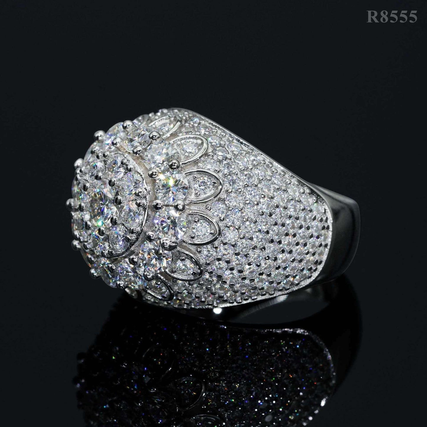 Men’s Moissanite Mini-Iced Ring | S925 Silver Full Iced Out Hip Hop Jewelry - CaratixJewelry