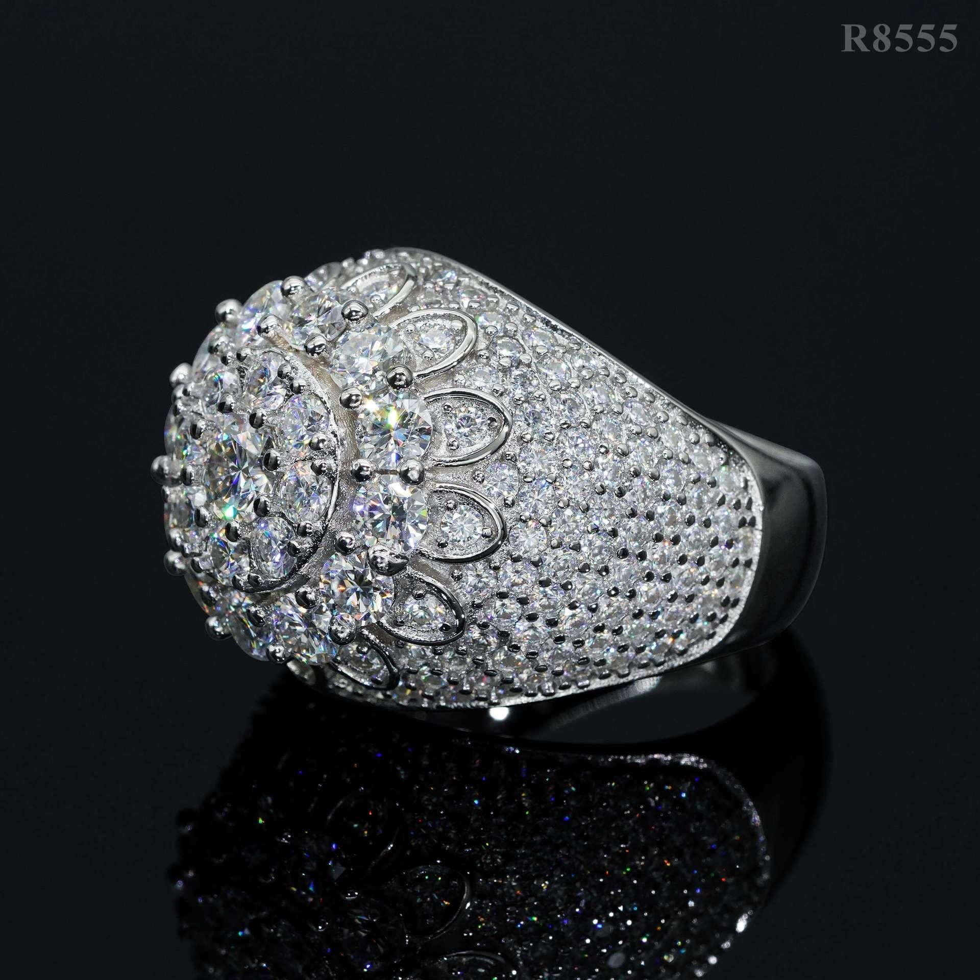Men’s Moissanite Mini-Iced Ring | S925 Silver Full Iced Out Hip Hop Jewelry - CaratixJewelry