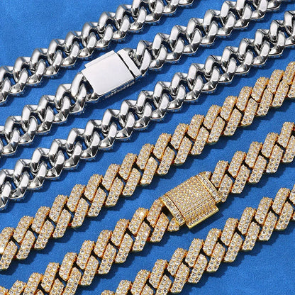 14mm Iced Out Cut Cuban Chain Necklace Double Row Zircon - CaratixJewelry