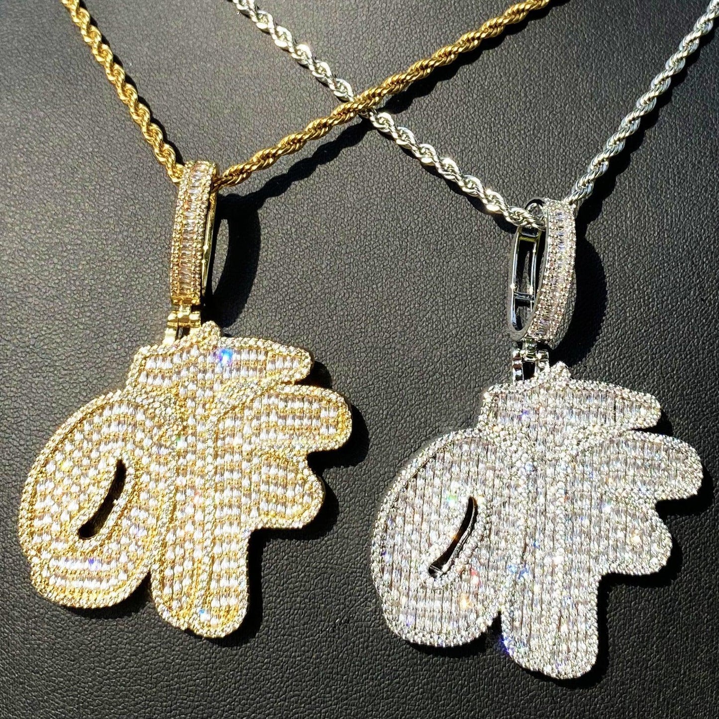 Iced Out "OTF" Letter Pendant for Women | Ladies Real Copper CZ Necklace - CaratixJewelry
