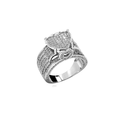 Men's Iced Out Broken Heart Ring | Baguette Cut Cuban Link Band | Caratix