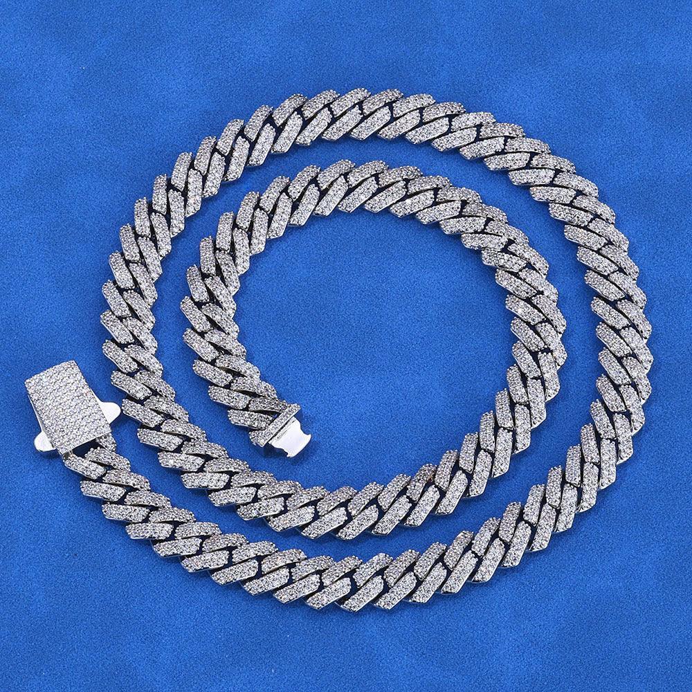 8mm Double-Row Moissanite Cuban Link Chain for Men – S925 Sterling Silver Custom Luxury Hip Hop Necklace - CaratixJewelry