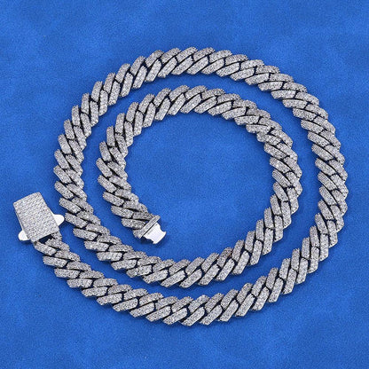8mm Double-Row Moissanite Cuban Link Chain for Men – S925 Sterling Silver Custom Luxury Hip Hop Necklace - CaratixJewelry
