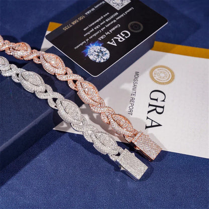 13mm Moissanite Eye Cuban Link Bracelet with Figure-8 Clasp – S925 Sterling Silver Iced-Out Hip Hop Men’s Streetwear Jewelry - CaratixJewelry