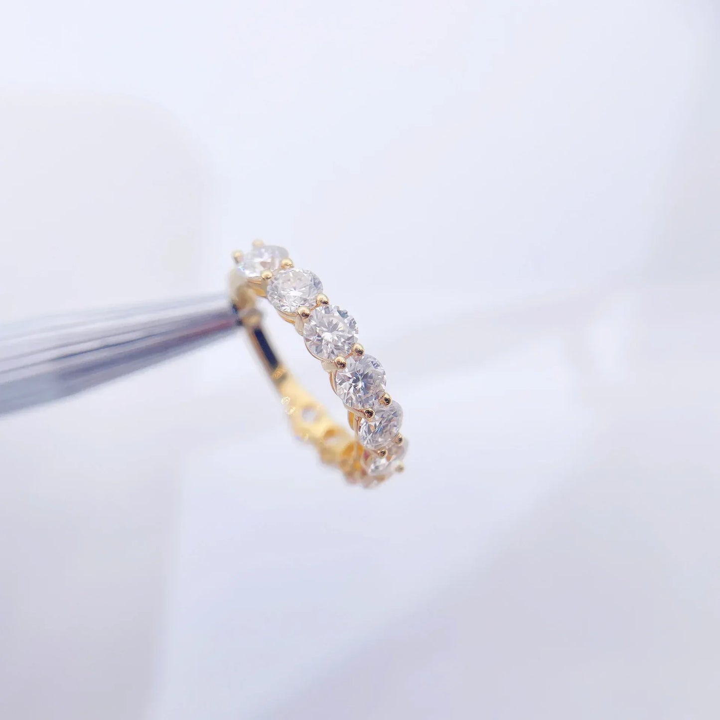 0.30ct Moissanite Band Ring | Platinum-Plated S925 Silver Round & Marquise Design - CaratixJewelry