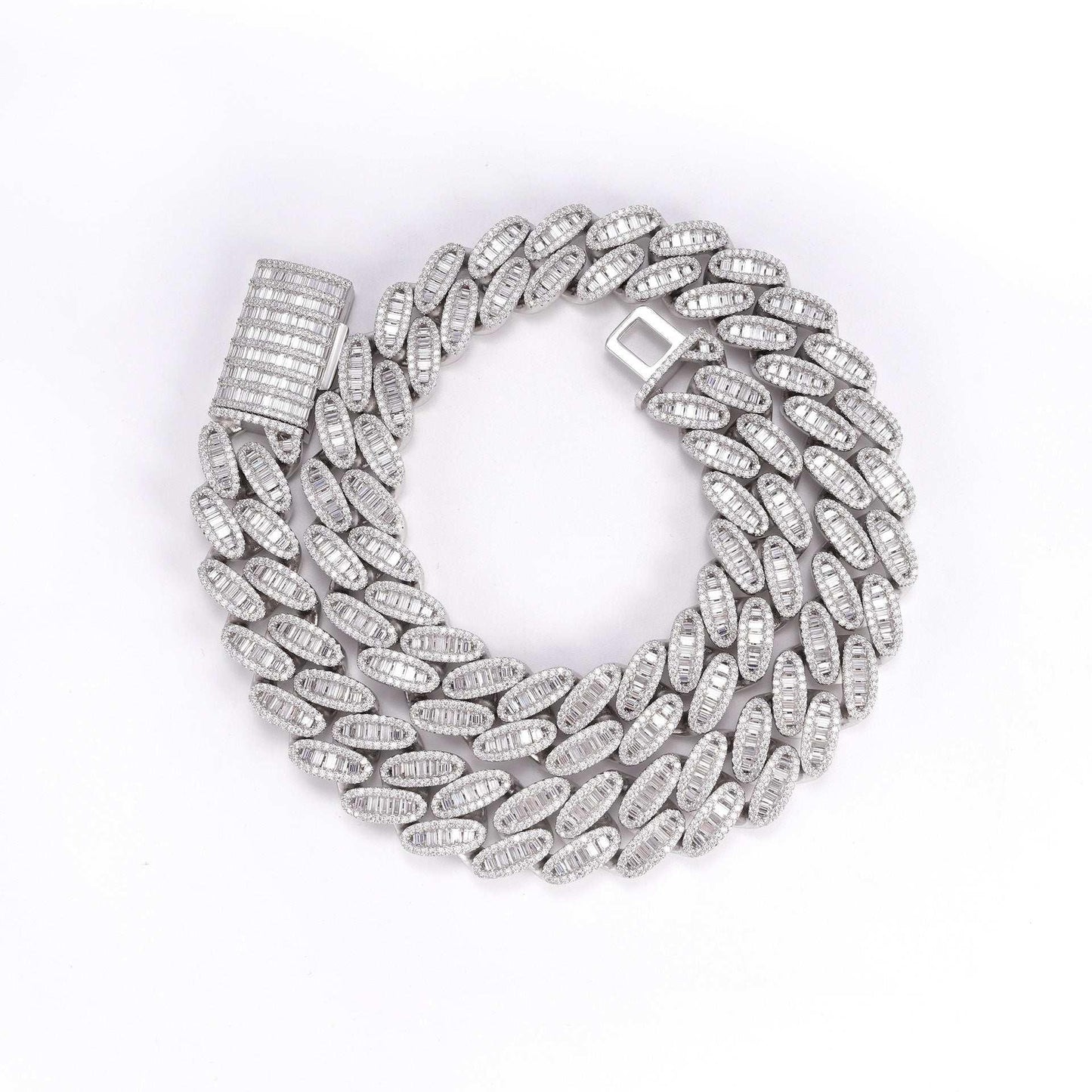 20mm D-Color Moissanite Oval Cuban Link | S925 Silver Men’s Iced Out Chain - CaratixJewelry