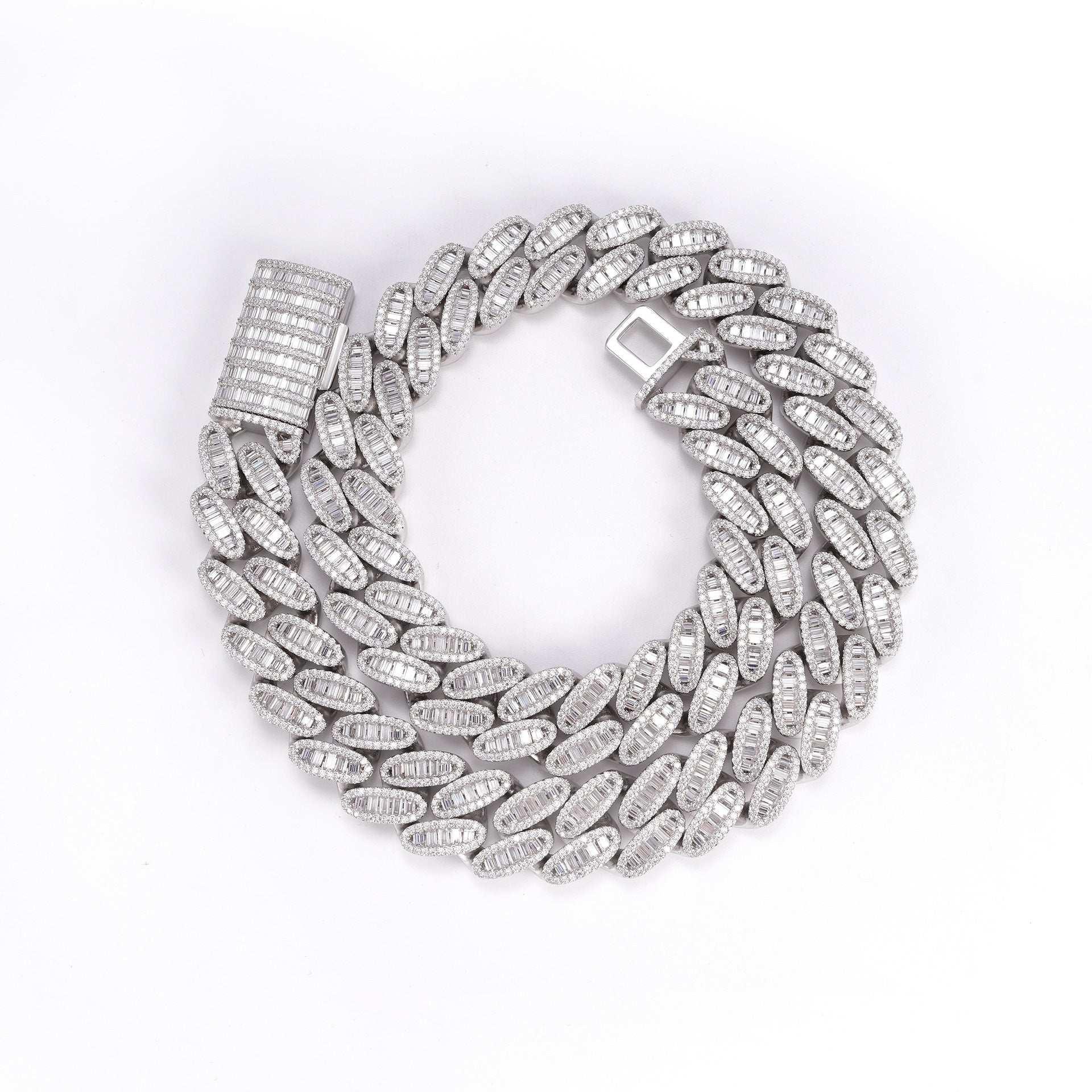 20mm D-Color Moissanite Oval Cuban Link | S925 Silver Men’s Iced Out Chain - CaratixJewelry