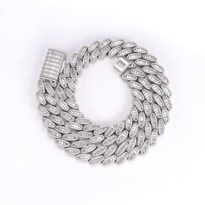 20mm D-Color Moissanite Oval Cuban Link | S925 Silver Men’s Iced Out Chain - CaratixJewelry