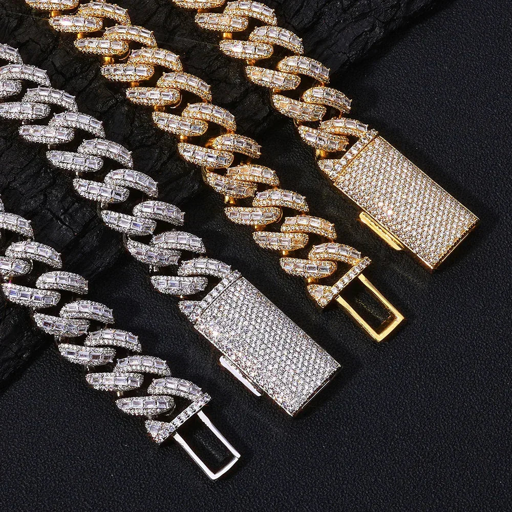 18mm Moissanite Cuban Link Chain for Men – S925 Sterling Silver Luxury Hip Hop Necklace - CaratixJewelry
